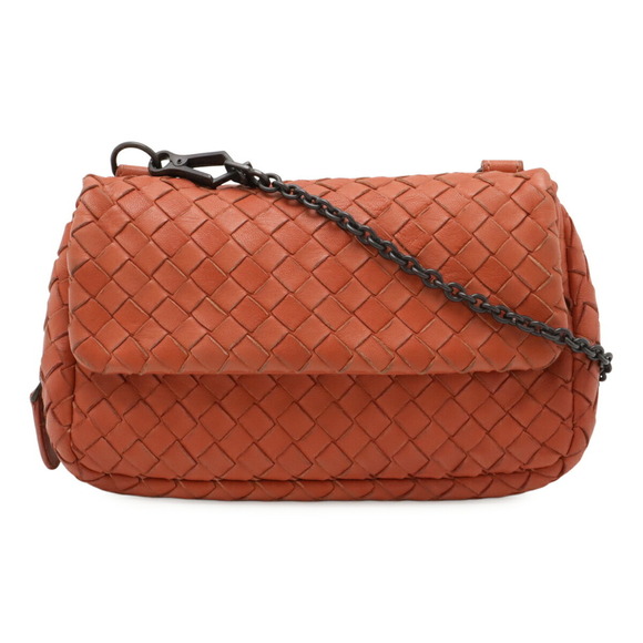 BOTTEGA VENETA Black Leather Intrecciato Pochette Shoulder Bag